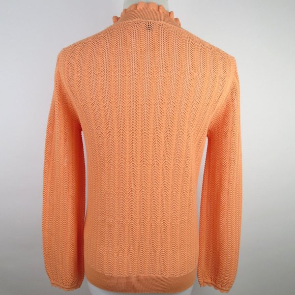 J.Crew Pointelle Ruffle Mockneck Cotton Sweater XS - Picture 5 of 13